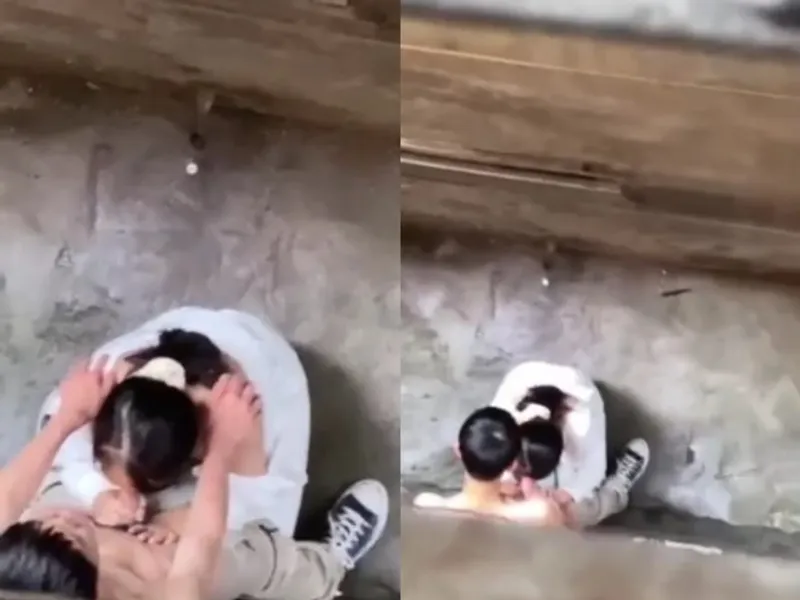 Quay lén nữ sinh mút Cây hàng người yêu ở khe nhà